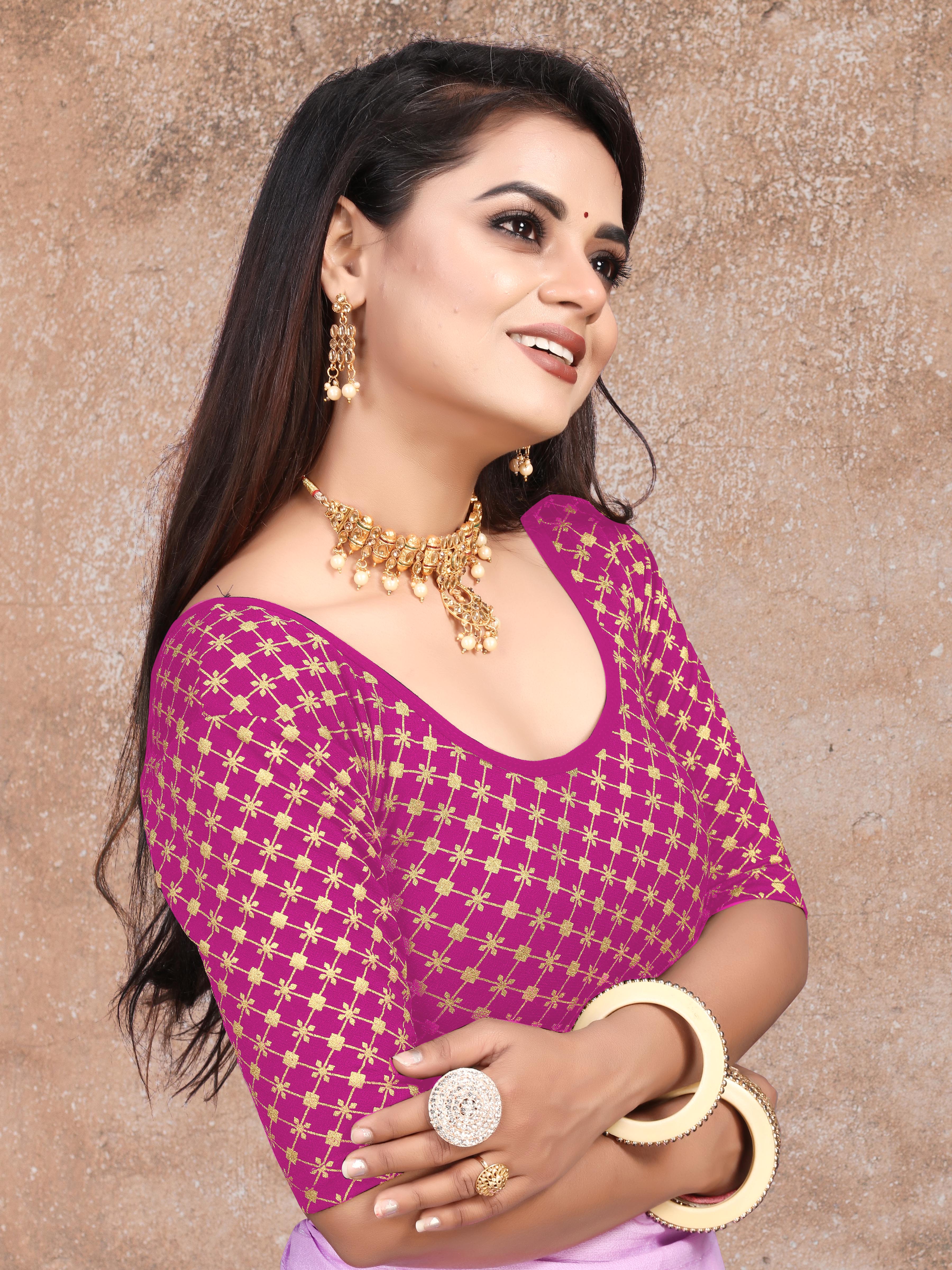 Latest Foli  printed Stretchable lycra blouse for women